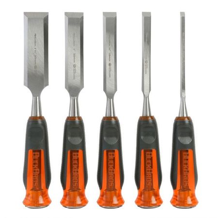 Buck Brothers 5 Piece Pro Full Tang Wood Chisel Set –¼”, ½”, ¾”, 1” 74850